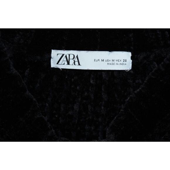 Zara Black Chenille Embellished Sweater Women’s M Beaded Sequin Velvet Floral - Picture 10 of 10